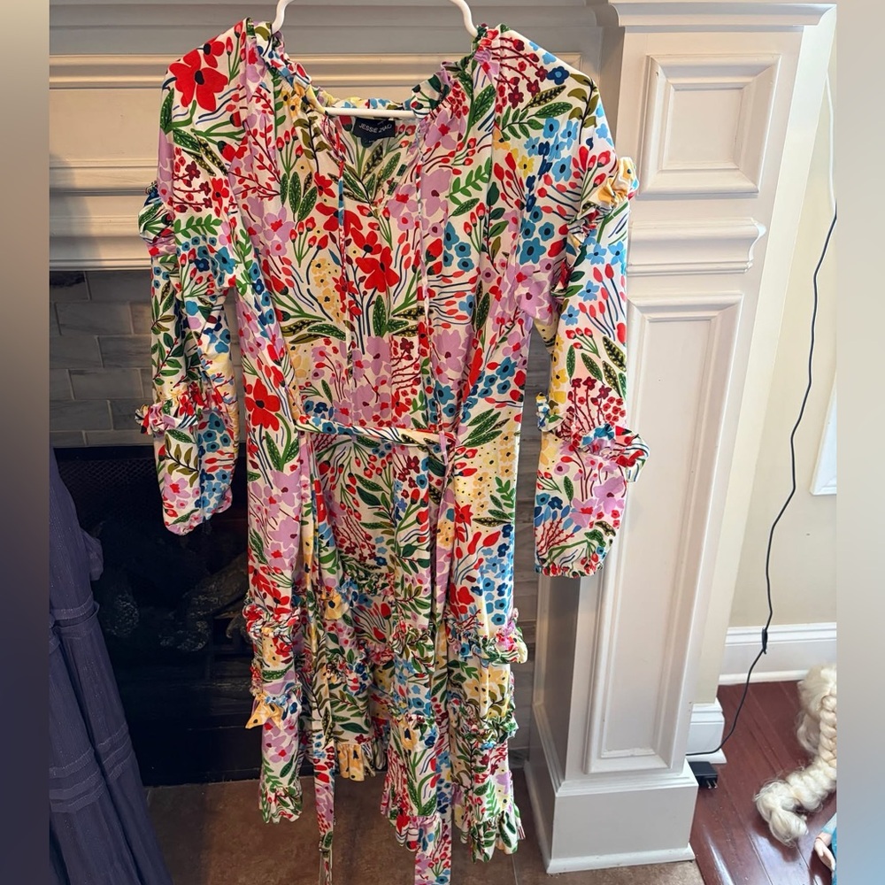 Jessie Zhao Floral Midi Dress size XS EUC